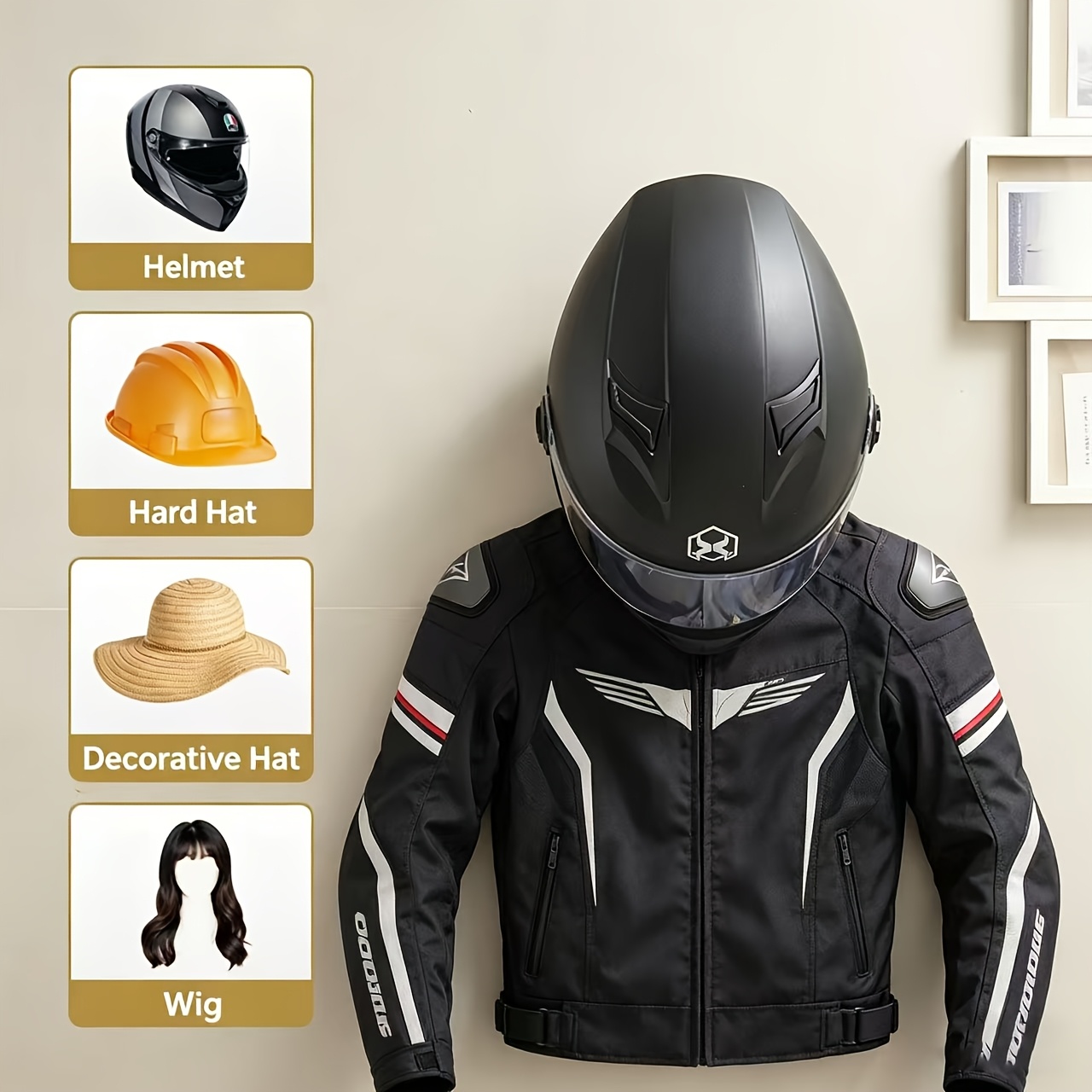 Motorcycle Helmet Holder Solid - Cycling Gear Wall Storage ulasan dan harga