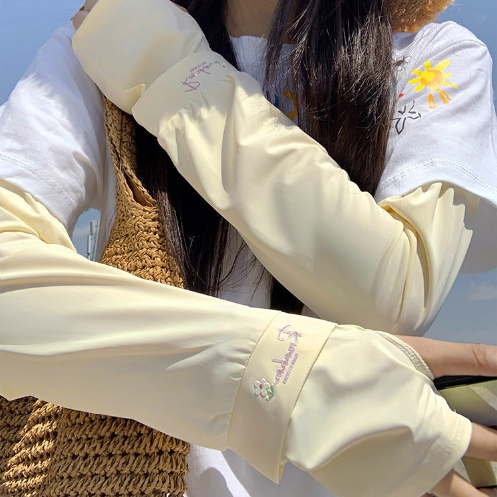 Flower Embroidered Long Ice Si - Cycling Gloves ulasan dan harga